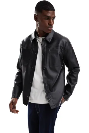 ASOS Sobrecamisa negra de cuero sintético de