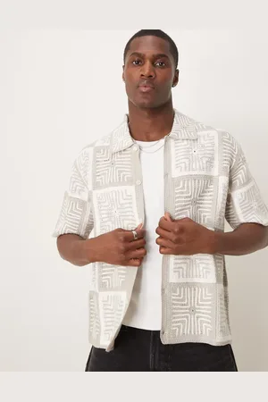 Abercrombie & Fitch Camisa color crema con patrón de mosaico de punto de croché de -Neutro
