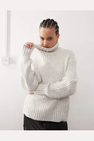 Weekday Jersey gris con cuello alzado de punto grueso Elvine de