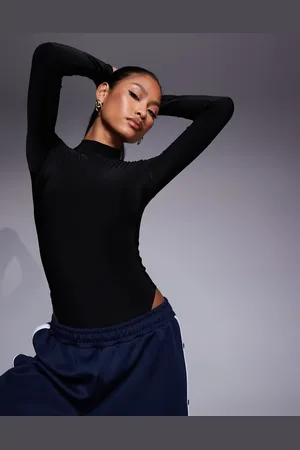 ASOS Body entallado de manga larga con cuello alto y diseño de dos capas de