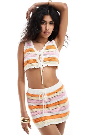 The Frolic Minifalda playera con lazada delantera de croché Tropic exclusiva de (parte de un conjunto)