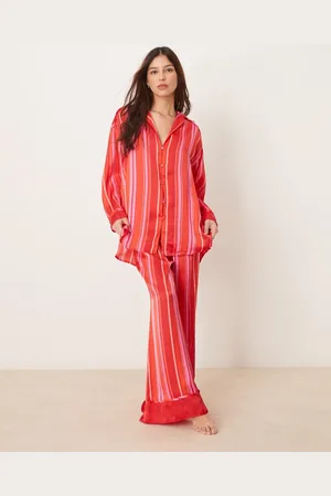 Free People Pijama a rayas rosas de satén Dreamy Days de