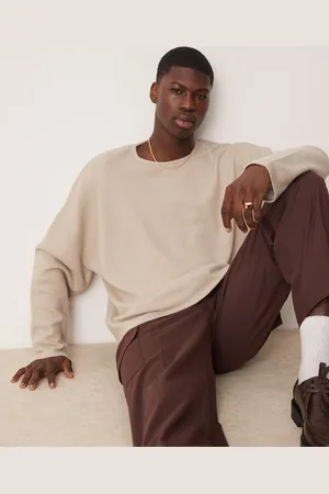 ASOS Sudadera gris jaspeado de corte cuadrado ultragrande de punto texturizado de -Blanco