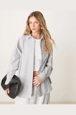 SELECTED Camisa Oxford a rayas blancas y azul marino de Femme