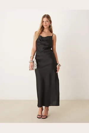 New Look Vestido midi con cuello desbocado de satén de