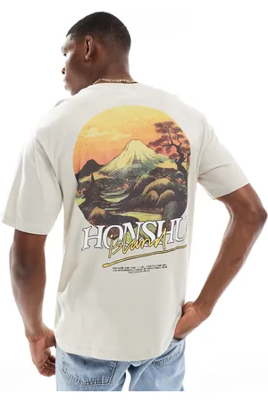 Only & Sons Camiseta color topo extragrande con estampado trasero "Honshu" de -Neutro