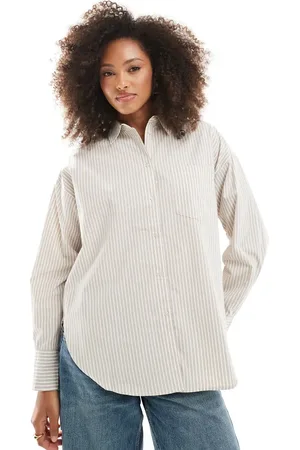JJXX Camisa color crema a rayas extragrande Jamie de -Blanco