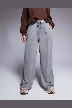 ASOS Pantalones de pernera ancha con lazada en la cintura de tejido suave de