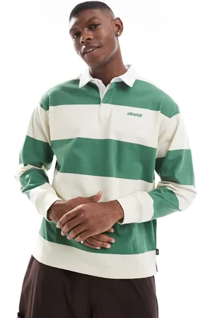 Vans Camiseta verde césped y glaseado de limón a rayas de estilo rugby y manga larga Ward de