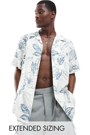 ASOS Camisa holgada con estampado floral tropical vintage y cuello de solapas de