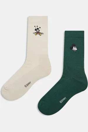 ASOS Pack de 2 pares de calcetines blancos con bordado vintage de Mickey de Disney de -Multicolor