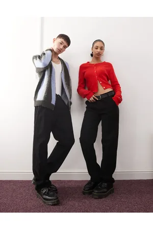 Reclaimed Pantalones negros efecto lavado unisex de pana de