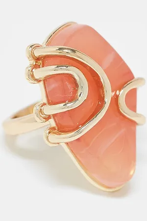 ASOS Anillo con piedra semipreciosa rosa de imitación de ASOS DESIGN Curve