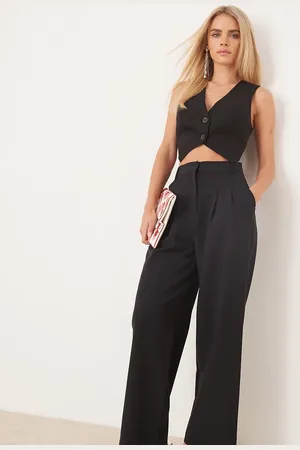 Miss Selfridge Pantalones negros de pernera ancha básicos de