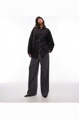 ARKET Camisa negra estructurada y extragrande con mangas murciélago de