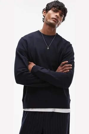 ARKET Sudadera marino con cuello redondo y diseño minimalista de punto liso de