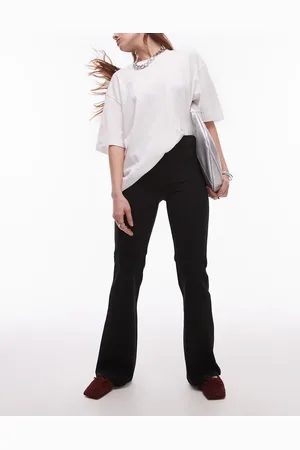 MANGO Pantalones negros de corte entallado acampanado y talle alto de