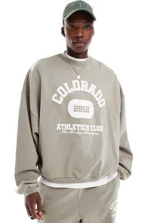 ASOS Sudadera color piedra ultragrande con estampado vintage universitario de (parte de un conjunto)-Verde