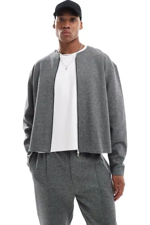 ASOS Cárdigan gris con cremallera de tejido texturizado de (parte de un conjunto)