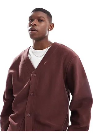 ASOS Cárdigan burdeos extragrande de tejido texturizado de (parte de un conjunto)-Rojo