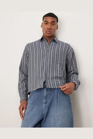 ASOS Camisa a rayas de corte cuadrado extragrande de