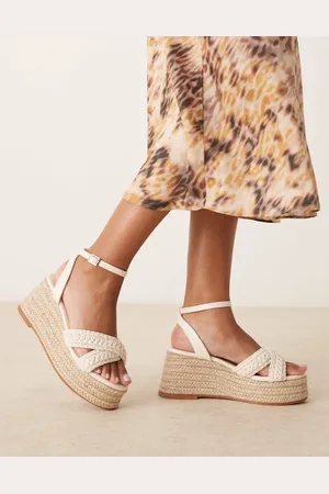 Glamorous Sandalias beis de tacón estilo alpargatas con plataforma de croché de -Neutro
