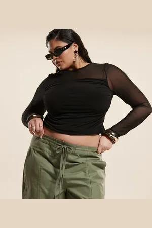 ASOS Pantalones caquis de pernera barrel con detalle de costura de Curve-Verde