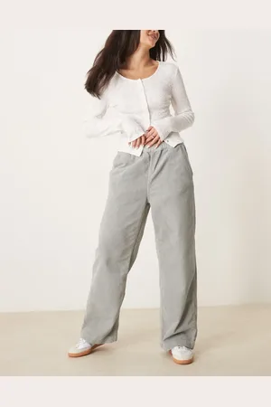 ASOS Pantalones grises sin cierres de pana de