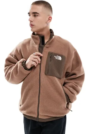 The North Face Chaqueta polar marrón ahumado y marrón café con leche reversible Yumiori de