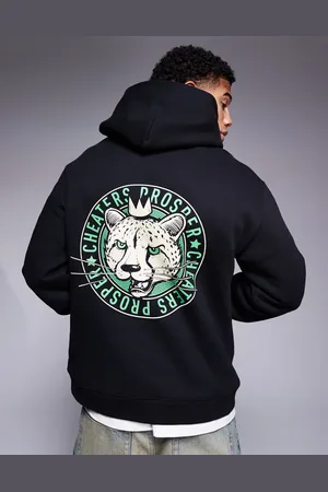 Cheats & Thieves Sudadera negra con capucha y estampado trasero del logo de 320 g/m2 de