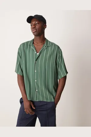 ASOS Camisa a rayas de corte cuadrado extragrande de