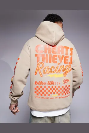 Cheats & Thieves Sudadera oscuro con capucha y estampado trasero "Racing" de tejido de 320 g/m2 de -Neutro