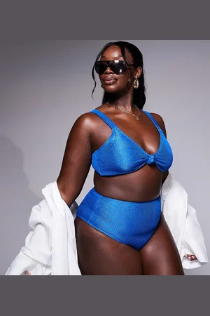 South Beach Braguitas de bikini azules de tejido rugoso de