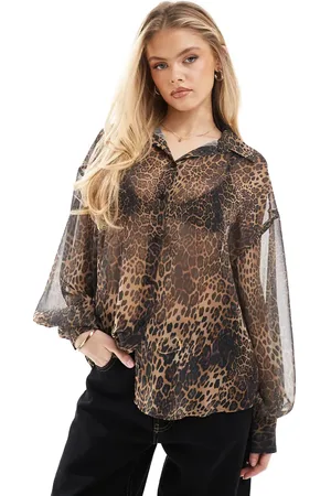 ASOS Blusa con estampado de leopardo de chifón de -Multicolor