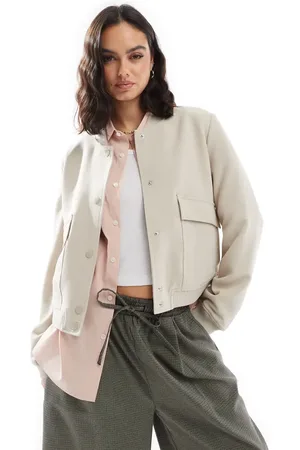 VERO MODA Chaqueta bomber de sastre color crema con bolsillos de -Blanco