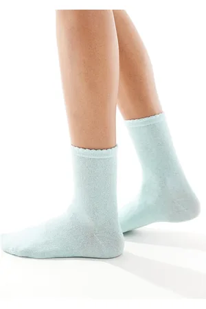 Pieces® Calcetines color aguamarina con acabado de purpurina de -Azul