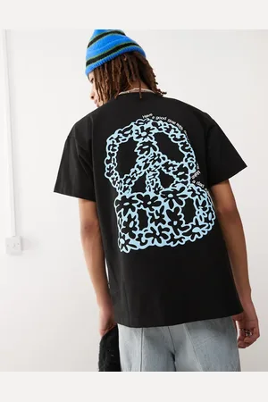 Dr Denim Camiseta negra holgada con estampado gráfico de símbolo de la paz en la espalda Trooper de
