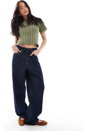 Miss Selfridge Vaqueros azul añil holgados con cinturón de cordón ajustable de