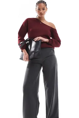 ASOS Pantalones de sastre carbón a rayas de pernera recta holgada de Tall-Multicolor