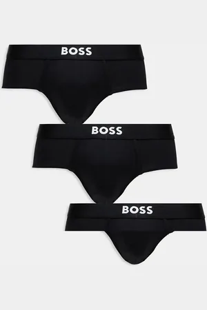 HUGO BOSS Pack de 3 braguitas hipster negras con logo delantero distintivo de