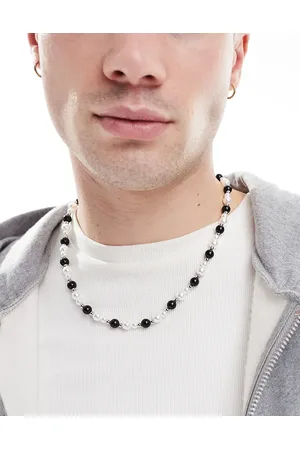 ASOS Collar de perlas de imitación y cuentas negras de