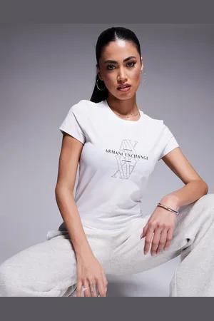 Armani Exchange Camiseta blanca con logo en el centro de -Blanco