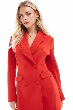 Miss Selfridge Vestido rojo estilo americana con cintura entallada de -Multicolor