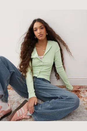 Miss Selfridge Cárdigan abotonado con cuello redondo de canalé de