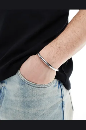 ASOS Pulsera plateada rígida de