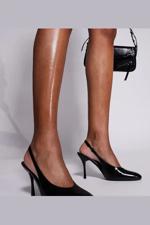Public Desire Zapatos negros destalonados de tacón con empeine alto Tilapia de