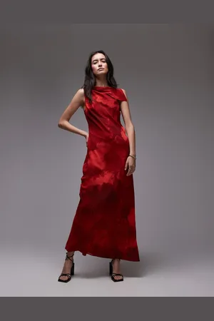 Topshop Vestido midi mineral de corte al bies con cuello asimétrico de