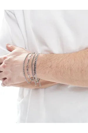 ASOS Pack de 4 pulseras plateadas con diseño de cadenas de