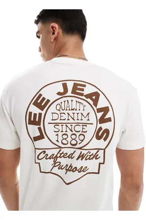 Lee Camiseta blanco hueso holgada con estampado trasero del logo de