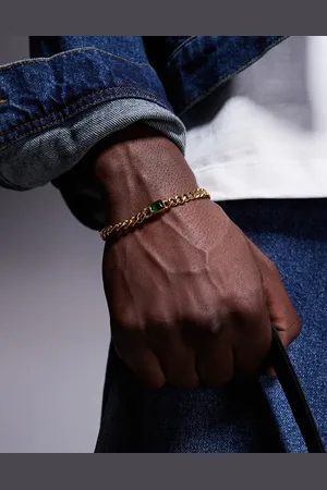 ASOS Pulsera dorada de cadena con charm de acero inoxidable resistente al agua de